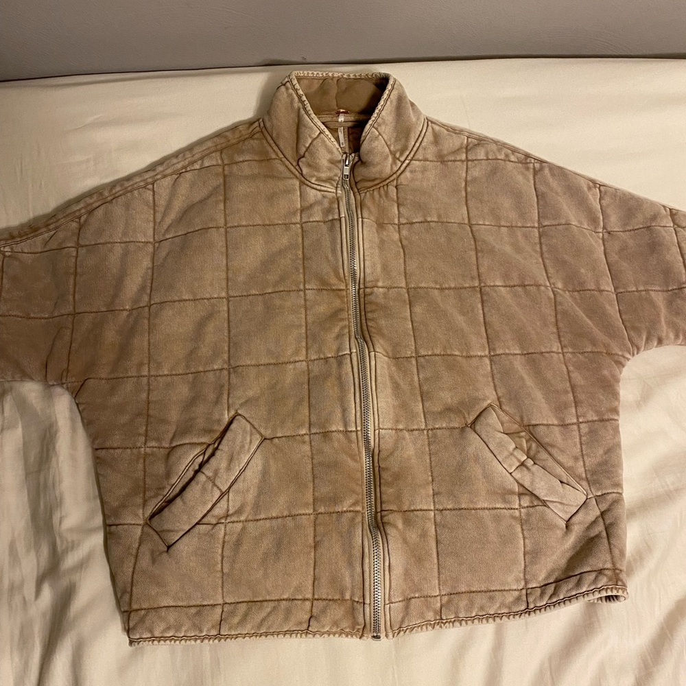 Free People Tan Quilted Jacket